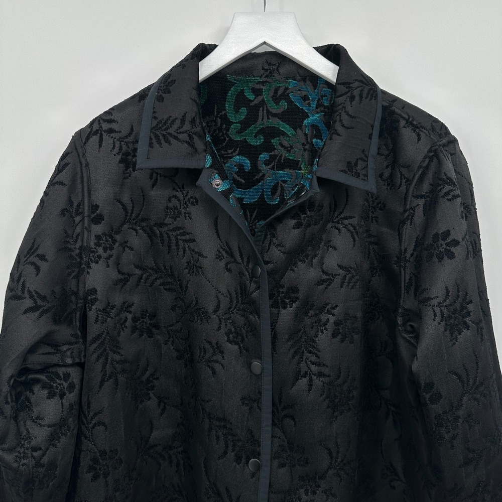 Coldwater‎ Creek Jacket Coat Size XL Reversible Brocade Embossed Forestcore Boho - Picture 8 of 15